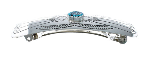 Turquoise and Genuine Sterling Silver Navajo Hair Barrette JX131002